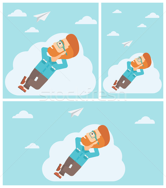 Businessman lying on cloud vector illustration. Stock photo © RAStudio