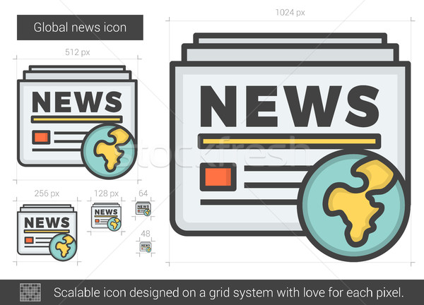 Globális hírek vonal ikon vektor izolált Stock fotó © RAStudio