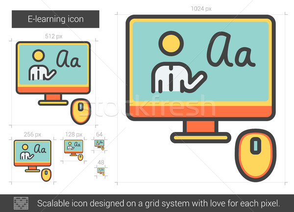 E-learning line icon. Stock photo © RAStudio