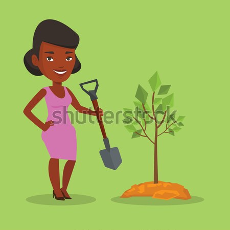 Woman plants tree vector illustration. Stock photo © RAStudio