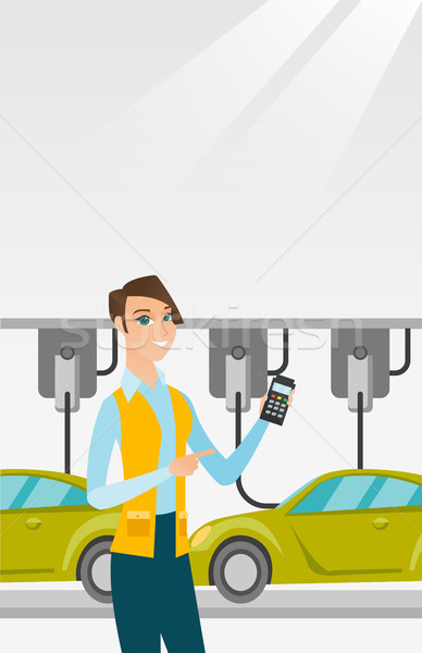 Worker controlling automated assembly line for car Stock photo © RAStudio