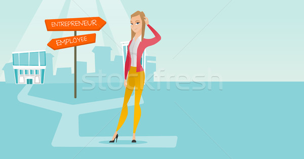 Zavart nő választ karrier ösvény fiatal nő Stock fotó © RAStudio
