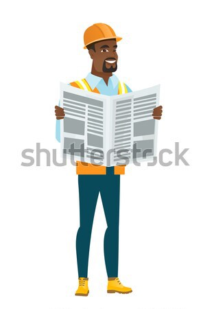 African-american builder reading newspaper. Stock photo © RAStudio