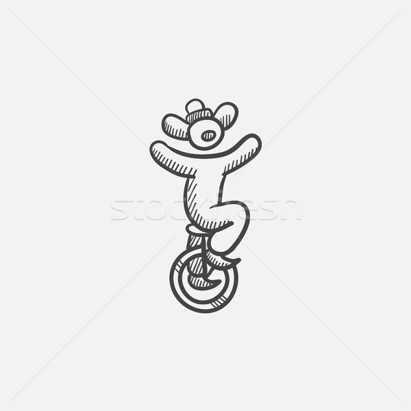 Clown riding on one wheel bicycle sketch icon. Stock photo © RAStudio