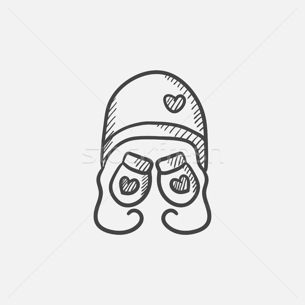 帽子 連指手套 孩子 素描 圖標 網頁 商業照片 © RAStudio