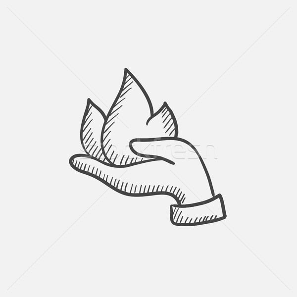 Hand holding fire  sketch icon. Stock photo © RAStudio