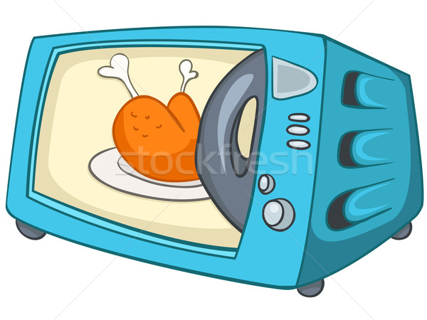 Desen animat acasă bucătărie cuptor cu microunde izolat alb Imagine de stoc © RAStudio