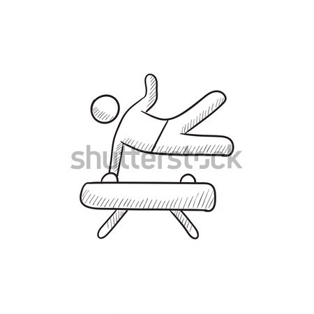 Jimnastikçi at ince hat ikon web Stok fotoğraf © RAStudio