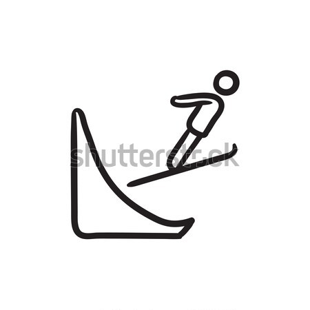 Ski springen line Symbol Web mobile Stock foto © RAStudio