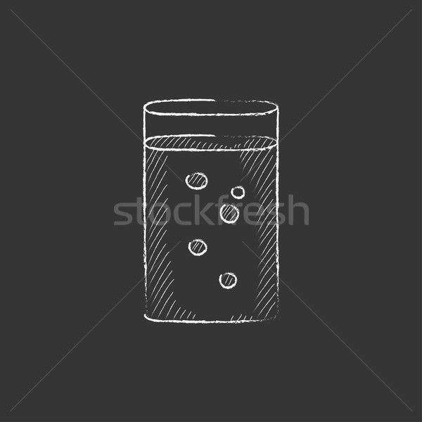 Stock photo: Glass of water. Drawn in chalk icon.