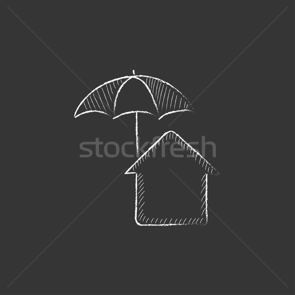 Casa guarda-chuva giz ícone Foto stock © RAStudio