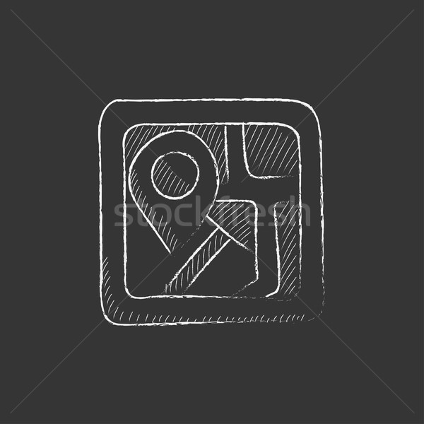 Map with pointer. Drawn in chalk icon. Stock photo © RAStudio