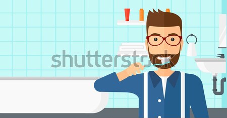 Mann Verzweiflung stehen Waschbecken Bad Vektor Stock foto © RAStudio