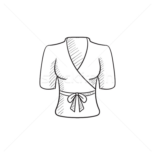 Kort vrouwelijke badjas schets icon vector Stockfoto © RAStudio