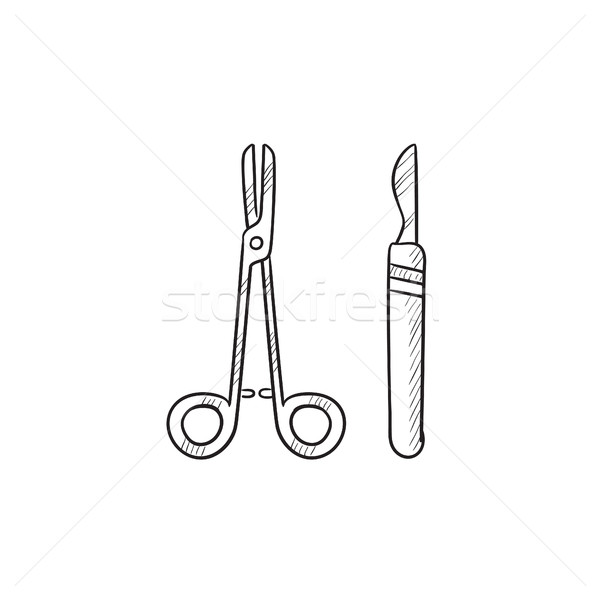 Chirurgisch Skizze Symbol Vektor isoliert Hand gezeichnet Stock foto © RAStudio