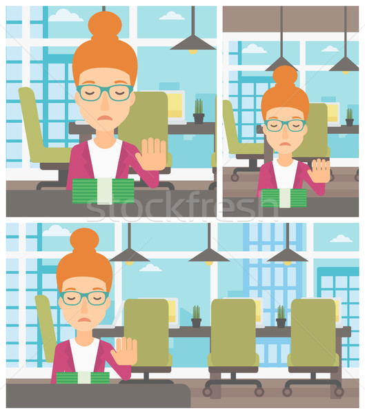 Woman refusing bribe vector illustration. Stock photo © RAStudio