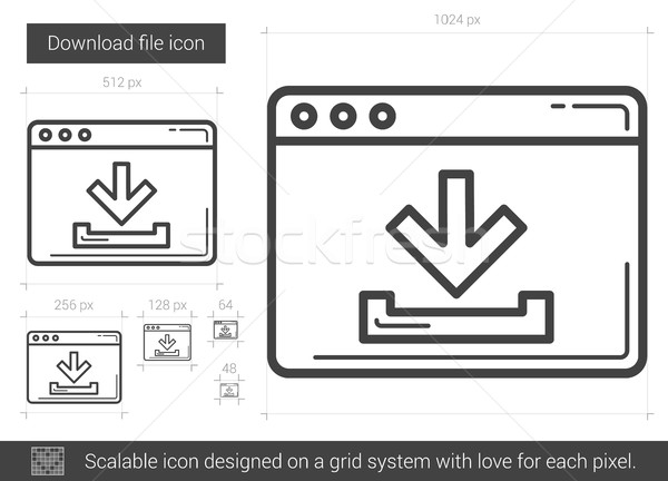 [[stock_photo]]: Téléchargement · fichier · ligne · icône · vecteur · isolé