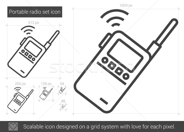 Draagbaar radio ingesteld lijn icon vector Stockfoto © RAStudio