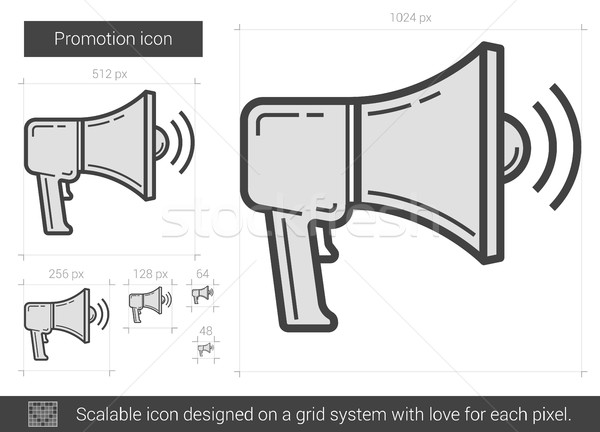 Foto stock: Promoção · linha · ícone · vetor · isolado · branco