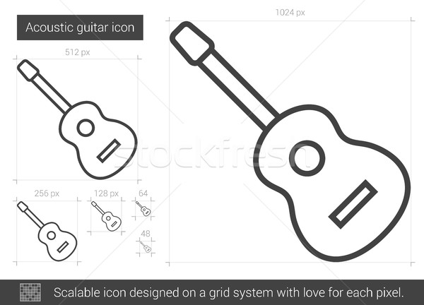 Akusztikus gitár vonal ikon vektor izolált fehér Stock fotó © RAStudio