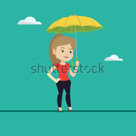 Business woman insurance agent with umbrella. Stock photo © RAStudio