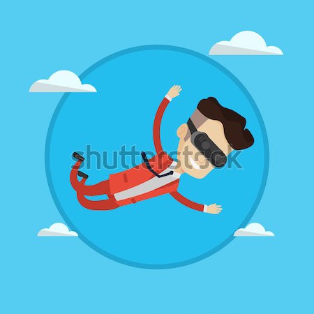 Businessman in vr headset flying in the sky. Stock photo © RAStudio