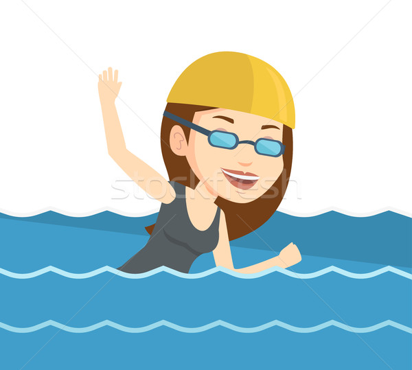 Mulher natação jovem boné óculos Foto stock © RAStudio