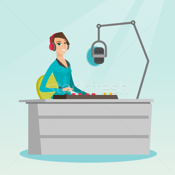 Female dj working on the radio vector illustration Stock photo © RAStudio