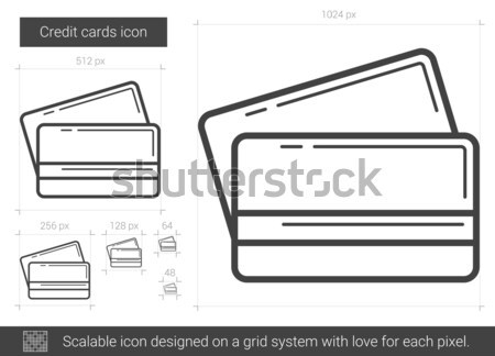 Foto stock: Cartões · de · crédito · linha · ícone · vetor · isolado · branco