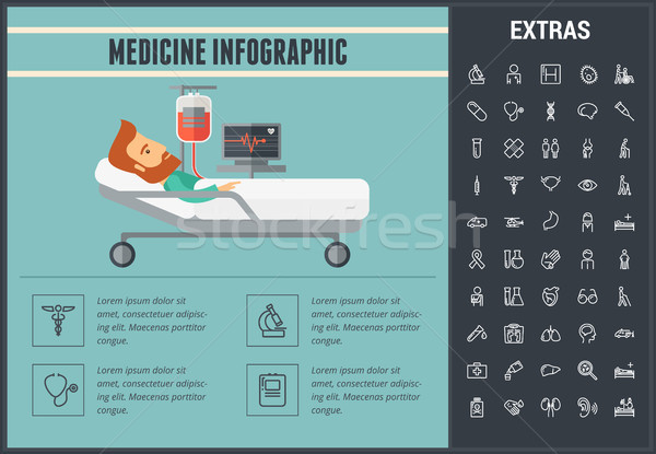 Stock fotó: Gyógyszer · infografika · sablon · elemek · ikonok · vonal