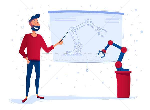 A man presents a new robotic arm Stock photo © RAStudio