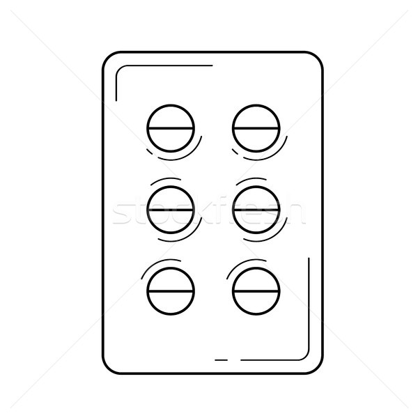 Pills box line icon. Stock photo © RAStudio