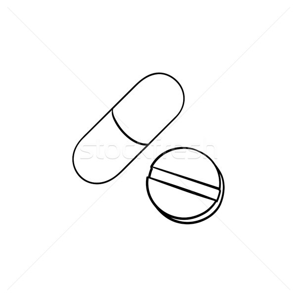 Pigułki gryzmolić ikona tabletka Zdjęcia stock © RAStudio