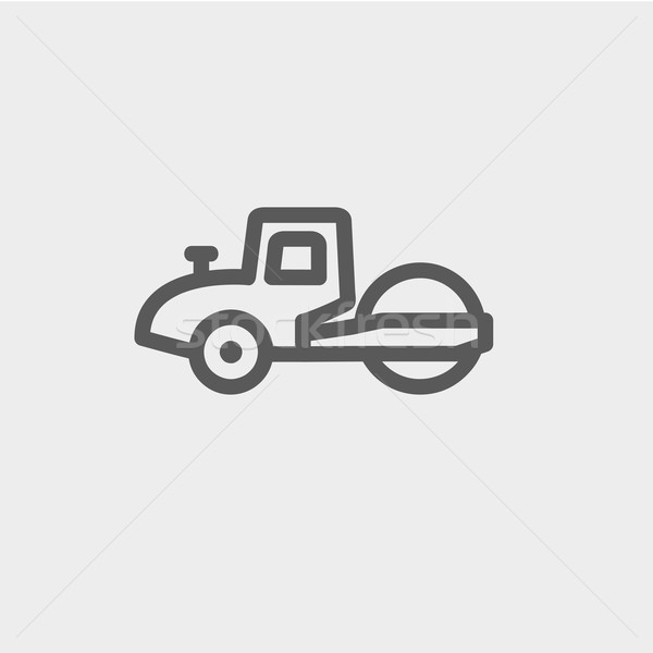 Stock photo: Road roller thin line icon