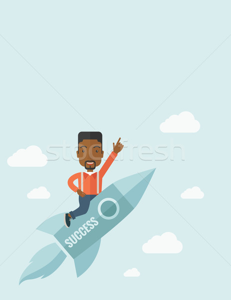 Homem negro começar para cima negócio barba voador Foto stock © RAStudio
