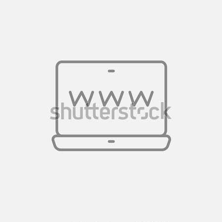 Foto stock: Site · laptop · tela · fino · linha · ícone