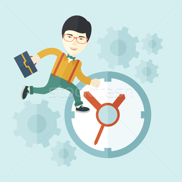 Japanese Worker with briefcase is running out of time. Stock photo © RAStudio