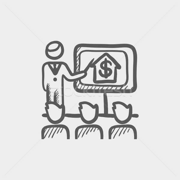 Real estate agent seminar sketch icon Stock photo © RAStudio