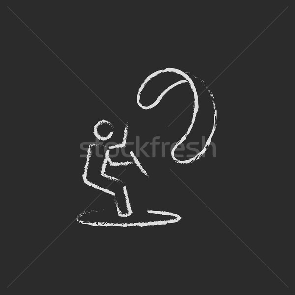 Stock photo: Kite surfing icon drawn in chalk.