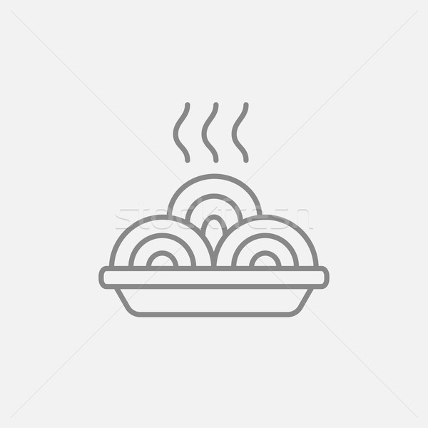 Stock photo: Hot meal in plate line icon.