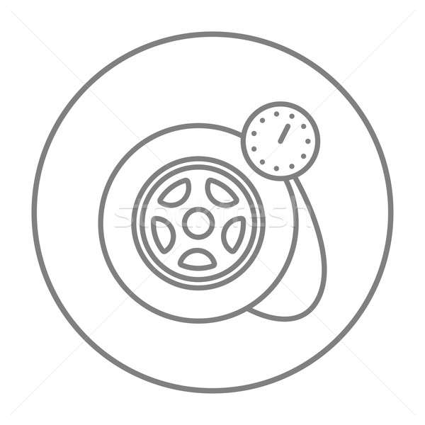 Stock photo: Pressure gauge tyre  line icon.