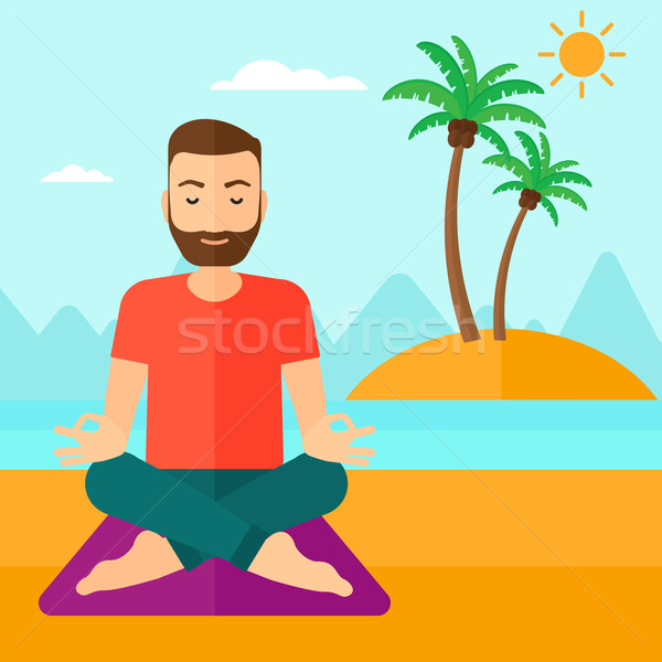 Man meditating in lotus pose. Stock photo © RAStudio