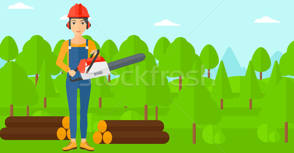 Lumberjack with chainsaw. Stock photo © RAStudio