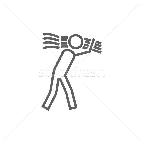 Man carrying wheat line icon. Stock photo © RAStudio