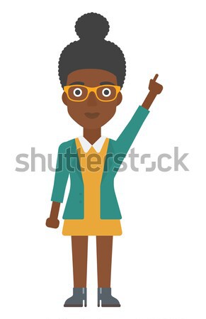 Woman pointing up with her forefinger. Stock photo © RAStudio