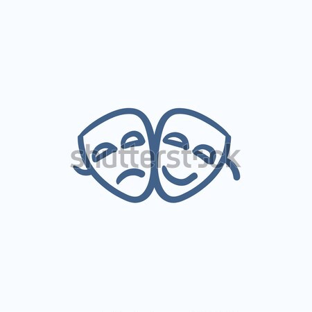 Two theatrical masks line icon. Stock photo © RAStudio