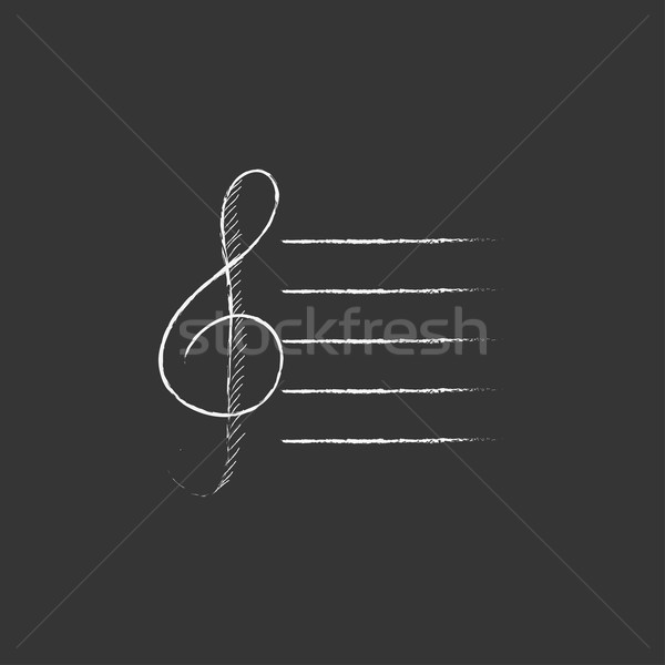 Treble clef. Drawn in chalk icon. Stock photo © RAStudio