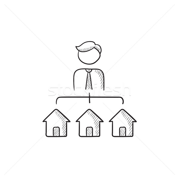 Real estate agent with three houses sketch icon. Stock photo © RAStudio
