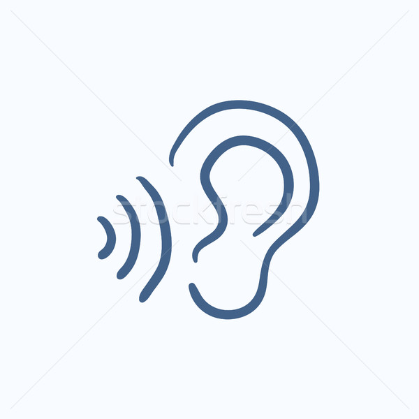 Ear and sound waves sketch icon. Stock photo © RAStudio