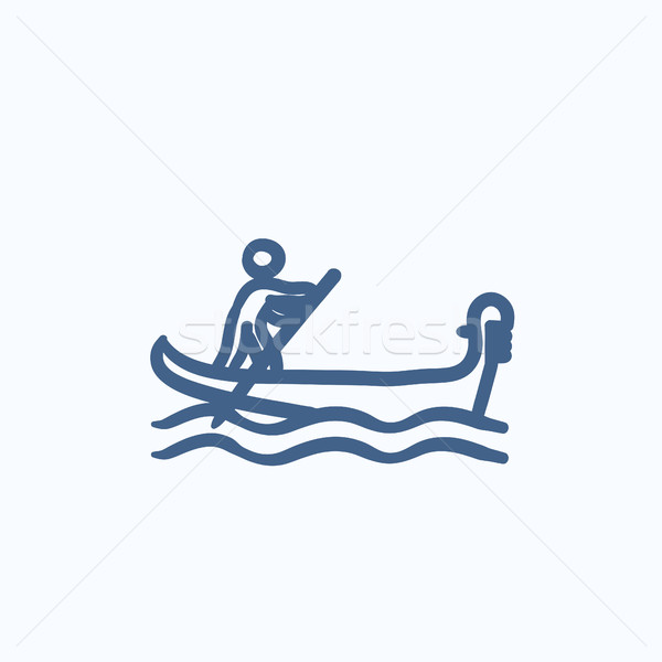 Matróz evezés csónak rajz ikon vektor Stock fotó © RAStudio